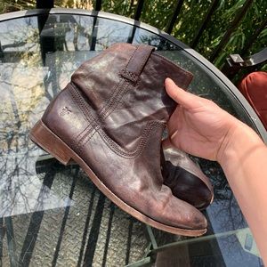 Frye Anna Shortie Cognac Leather Ankle Boot Size 10